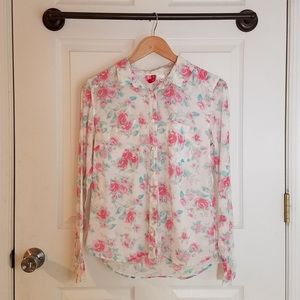 PAINTED PASTEL ROSES DRESS SHIRT